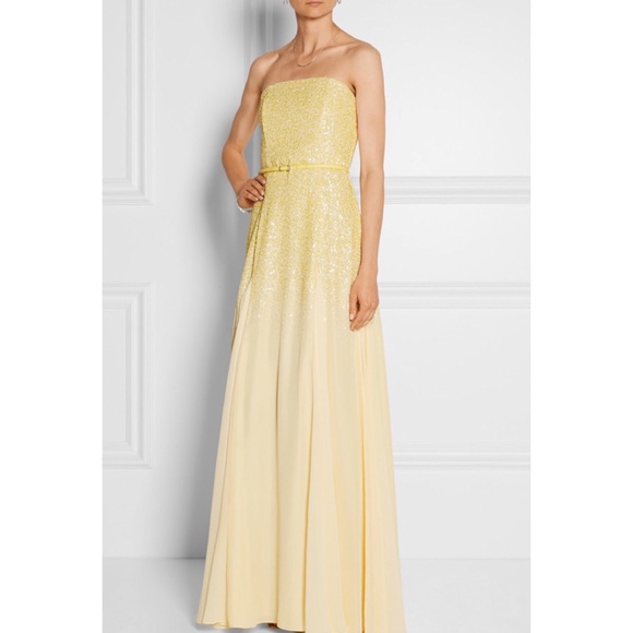 Halston Heritage chiffon sequin strapless gown - Picture 5 of 15